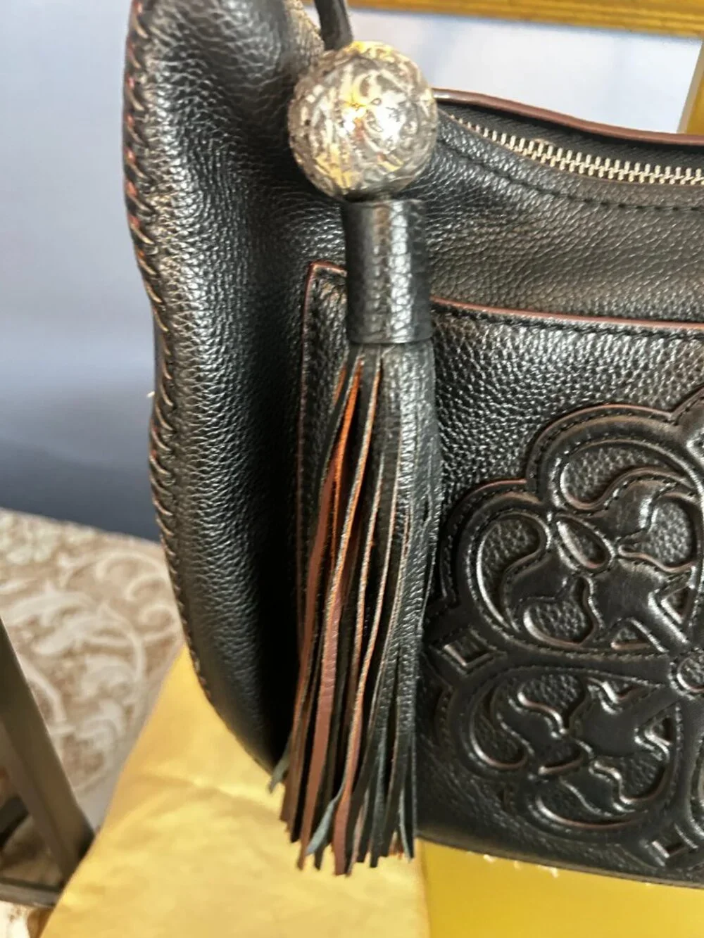 Brighton Silvana Ferrara Black/Brown Leather Hobo w/Tassel Lot